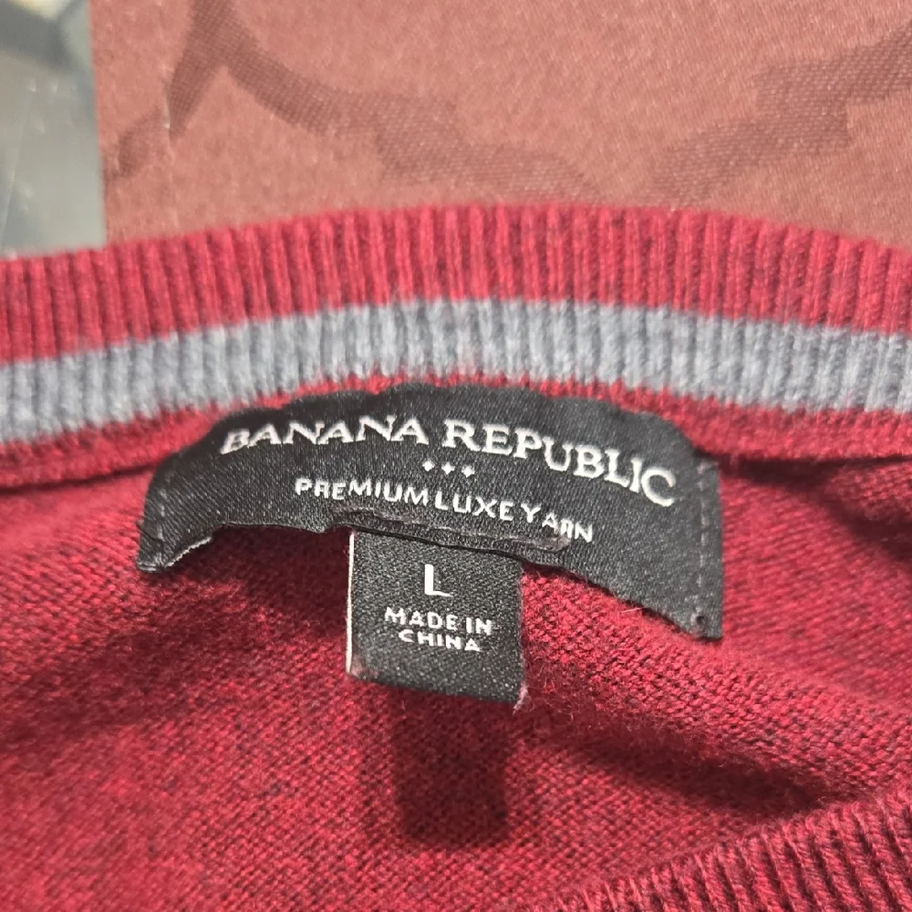 Banana Republic‎ Men's Burgundy Premium Yarn Crewneck Sweater Sz L Cotton Blend